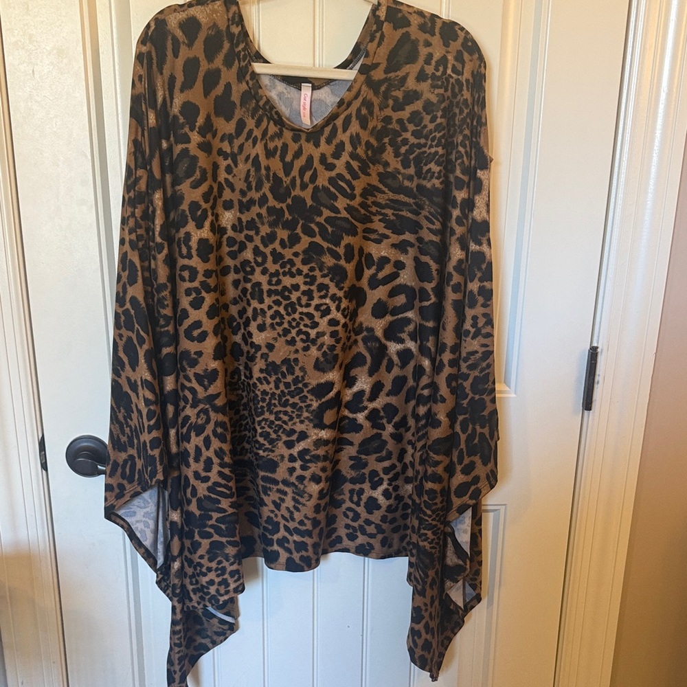 Leopard Print Poncho Top by Got Style